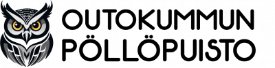 Outokummun Pöllöpuiston logo – ainutlaatuinen teemapuisto Itä-Suomessa, jossa voit tutustua pöllöihin ja nauttia luonnon rauhasta.